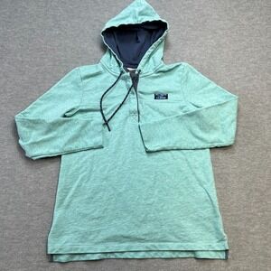 LL‎ Bean Hoodie Womens Medium Teal Aqua Rugby Sweatshirt French Terry Pullover